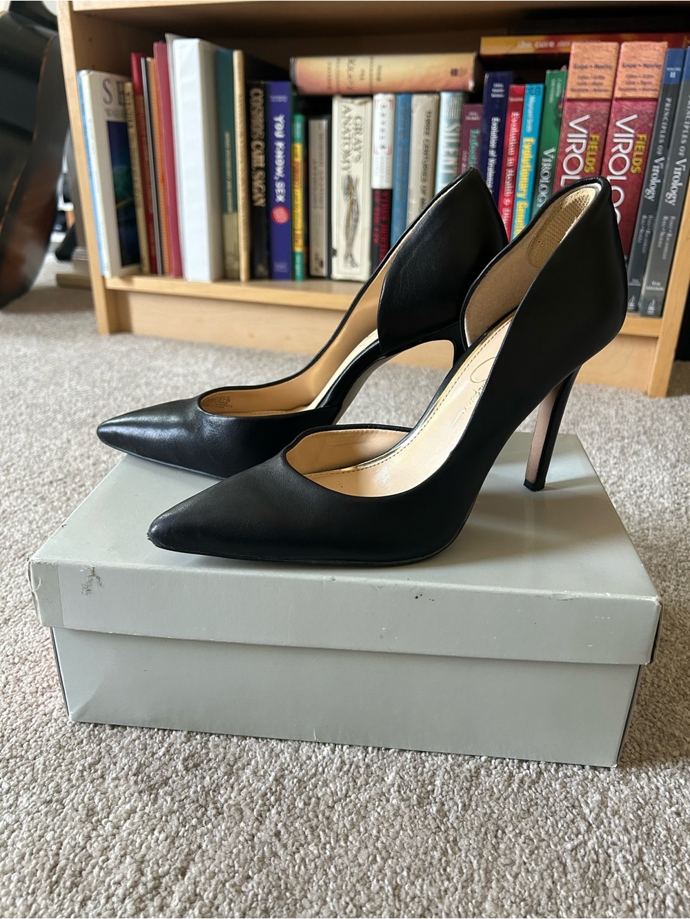 Jessica Simpson Claudette heels in soft black matte leather